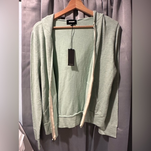 Monrow Supersoft Zip Up Hoodie Hoody Small Sage Matcha Jacket HJ321AFT NWT $168 - Picture 7 of 7
